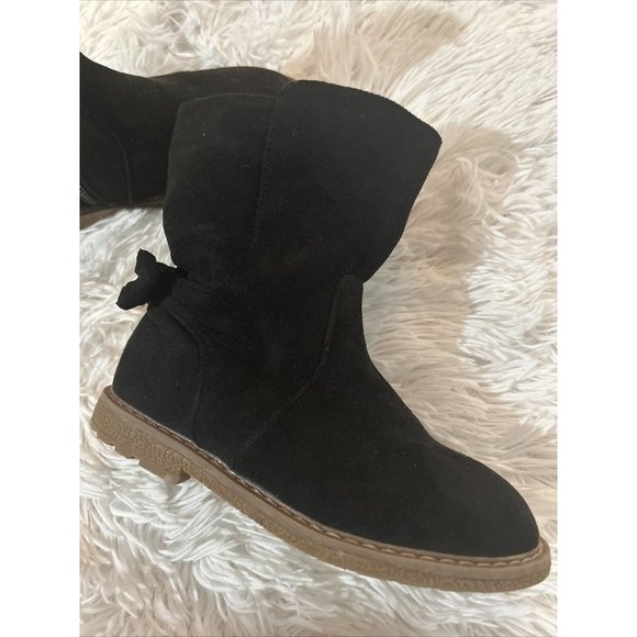 Cat & Jack - Black Suede Bow Boots - Little girls Size 10 - Picture 2 of 4